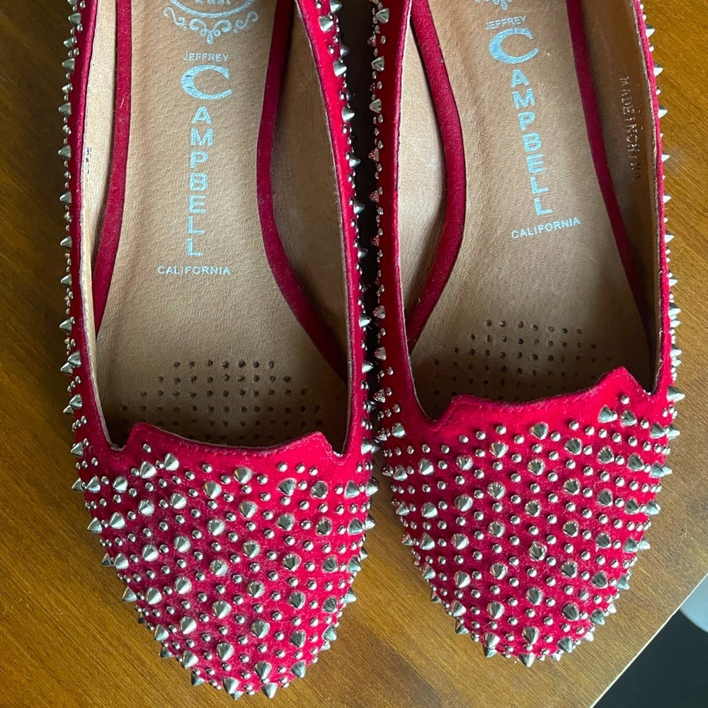Jeffery Campbell STUDDED red ballet flats